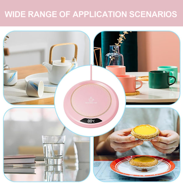 USB Smart Mugvärmare - Termostatisk Tevärmare, Muggvärmare | Justerbar Kaffekoppsvärmare, 3 Temperaturinställningar Uppvärmningsunderlägg med Halkskydd