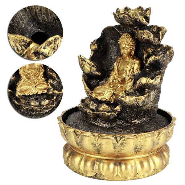 Innovatiivinen LED-Buddha-patsas vesiputous suihkulähde pöytäkoriste vesipumpulla kodin sisustukseen EU-pistoke 220V
