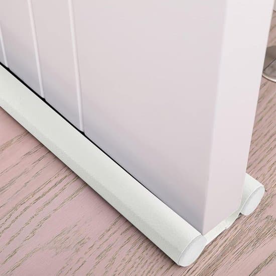 Draft stopper double seal 96 cm - custom door seal - effective against drafts, noise, cold, insects - white foam cotton - 1 piece