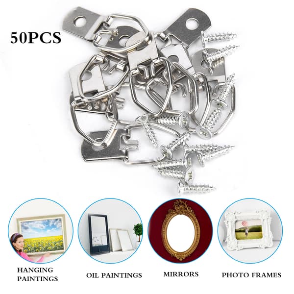 50-pack Iron Picture Frame Hangers Photo Wall Mounting Hooks Art Display Hardware 22-53mm