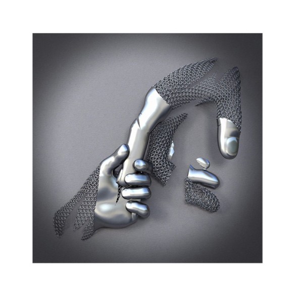 3D Kärlekshjärta Modern konst Dekorativ Metallfigur Staty Konst Dukmålning Vägghängande Ramlös rumsdekoration