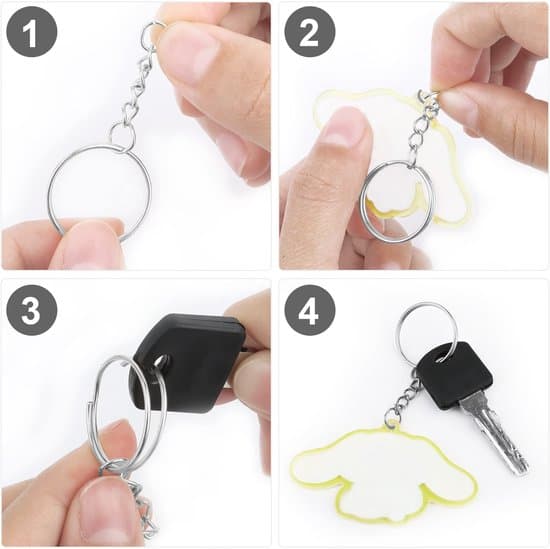- Keychains 100 pieces - Keychain with chain - Split metal ring - DIY keychain - Craft set - High quality metal