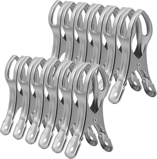 Badehåndkleklemmer i rustfritt stål - 12 deler vindtette - Robust design