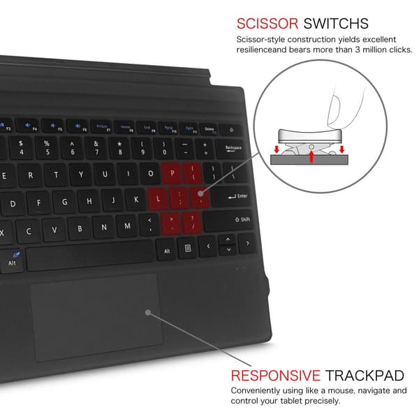 Erstatningstastaturdeksel, styreflate og musematte for Microsoft Surface Pro 7+, 7, Pro 6, Pro 5, Pro 4 og 3.