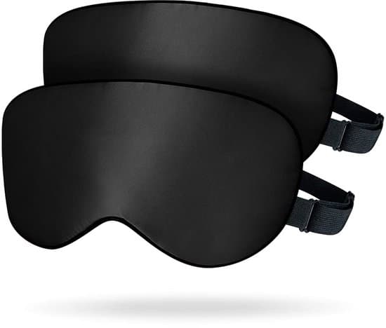 Adjustable Silk Sleep Mask, 100% Mulberry Silk, Unisex, Two-Pack, Black + Black.