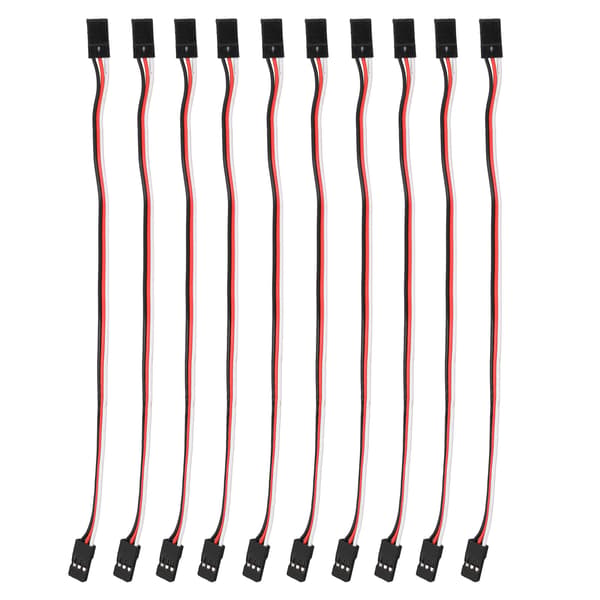 10 Pcs 3-Pin Servo Extension Cable Model Car Servo Driver Connection Cable Brass Inner Core 200mm Female to Female
