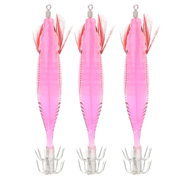 3 st ABS plast Rosa konstgjord bete Ljusbeten med krokar Fisketillbehör