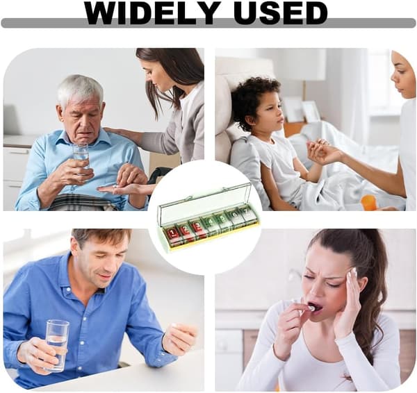 Two 7-Day Pill Boxes, 7-Compartment Pill Organizers - White