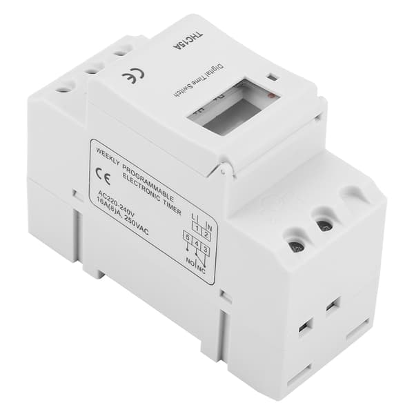 THC15A 220-240VAC 20A DIN-skinne digital timer, programmerbar ugentlig, 16A/20A