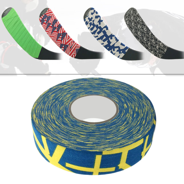 2,5 cm x 25 m Hockeybeskyttende Tape Sport Badminton Stangputer Hockeykøllebånd Gult Pluss-tegn