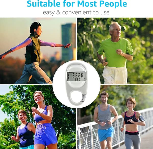 3D Pedometer with Clip, Simple Walking Pedometer, Equipped with a Large LCD Screen, Unisex, Tracks Steps, Distance, and Calories Burned.