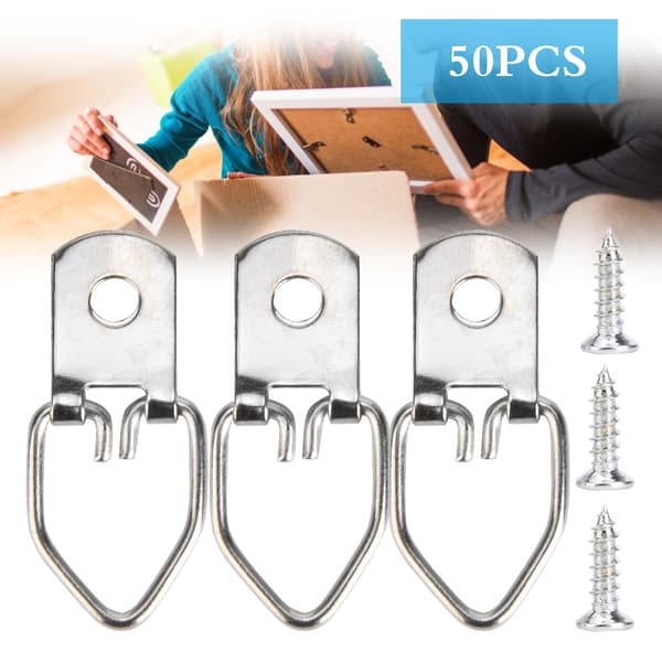 50-pack Iron Picture Frame Hangers Photo Wall Mounting Hooks Art Display Hardware 22-53mm