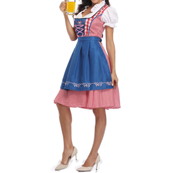 National Style Øl Festival Pigekostume Oktoberfest Dirndl Kjole med Forklæde Pigeuniform Dragt