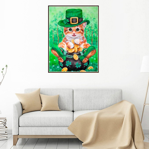 DIY Timantti-kirjonta Ristinommel eläin Diamond Painting Taidekäsityö Koti Sisustus (Kissa)