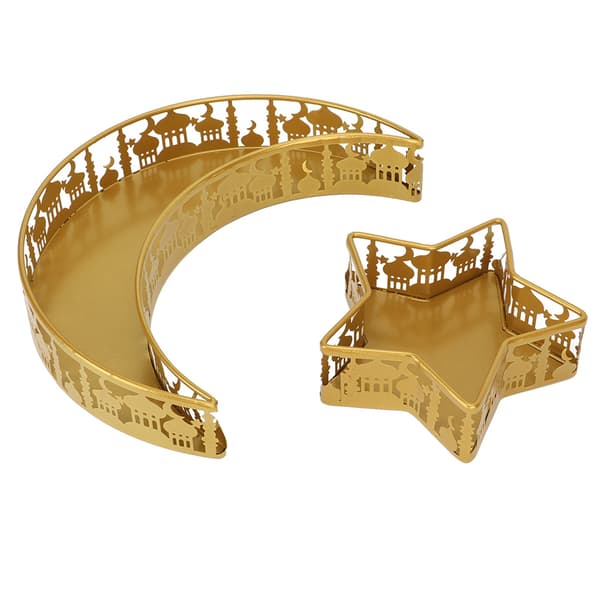 Gold Serving Trays, Moon and Star Shaped, for Table Decoration, Dinner Plates, Fruit, Dessert, and Nut Holders, Party and Kitchen Accessories