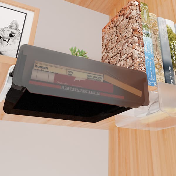 Under-desk Storage Box No Punching Storage ABS PS Small Hidden Drawer for Dorm Small Transparent Black