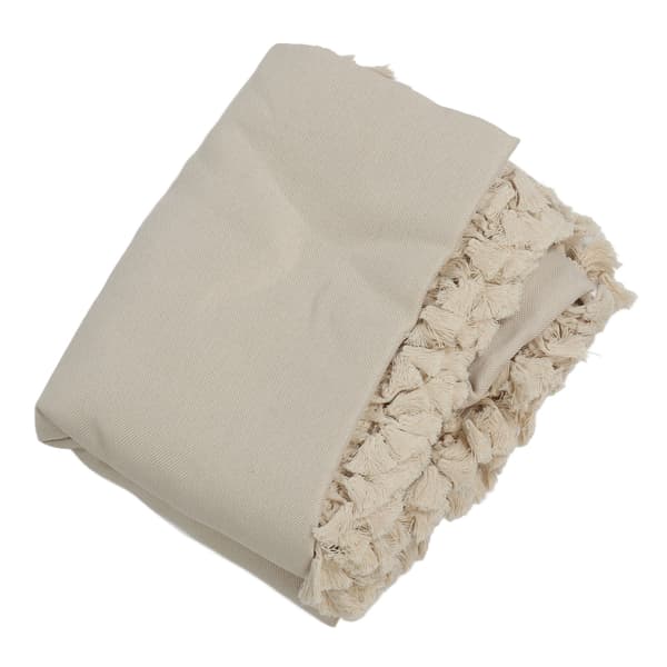 Beige rektangulær duk 140x180cm med duskekant i polyester for spisestue, restaurant, hotellinnredning