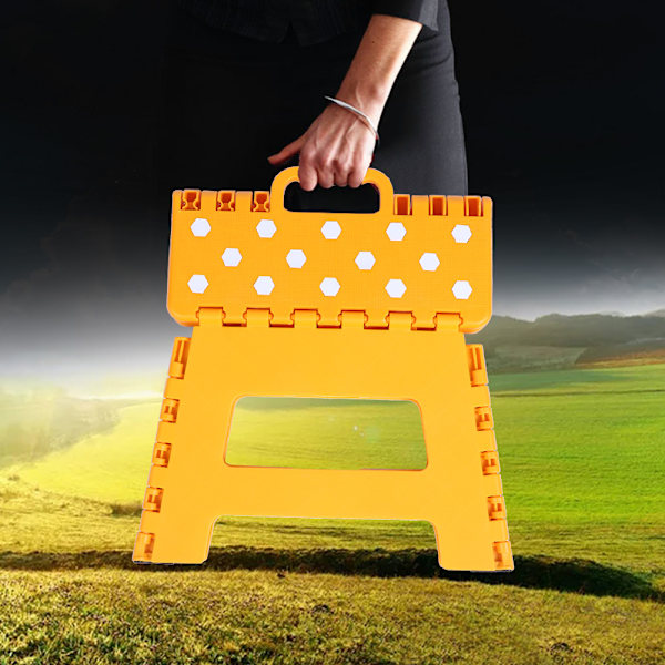 Husholdningsstol Foldbar Skammel Plastik Tykkelse Bærbar Lille Skammel 28.5*21.5*22cm (Gul)