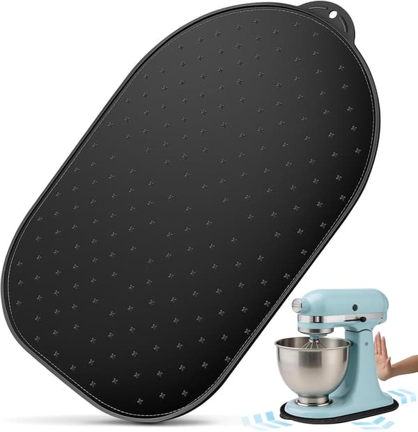 Blender glidemåtte til KitchenAid køkkenmaskiner, silikone glidemåtte, bordpladebeskytter, let at skubbe, sort.
