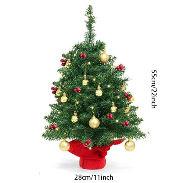 Tabletop Christmas Tree Artificial Mini Christmas Tree with LED String Lights Desktop Ornaments Home Decor