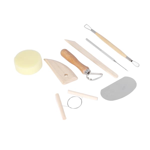 Ceramic Tool Set 8-Pack Double-Sided Wooden Handle Clay Sculpting and Carving Kit for Shaping