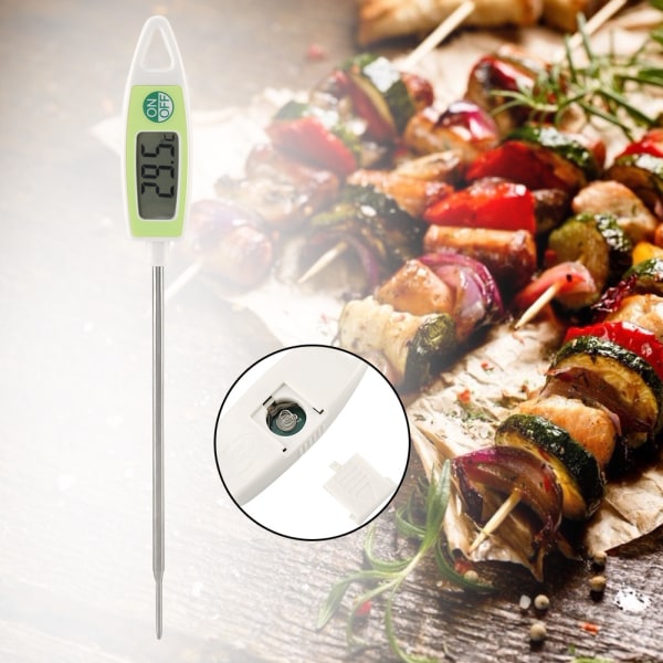 1 st digital termometer för mat med omedelbar avläsning, kök, matlagning, grill, köttsond (vit + gul)