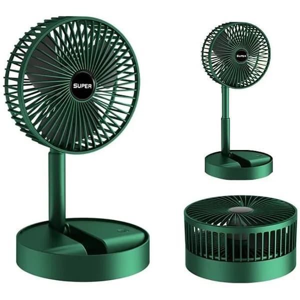 Foldable Portable Fan - Base Mounted - Three Wind Speeds - 1200 mAh