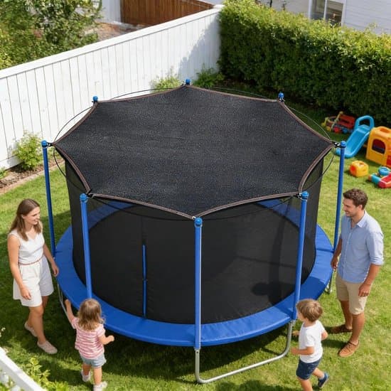10ft Trampolin Solsejl - UV-resistent Kaleche - Udendørs Leg - Vandtæt Materiale - Passer til 8 Stænger - Sort