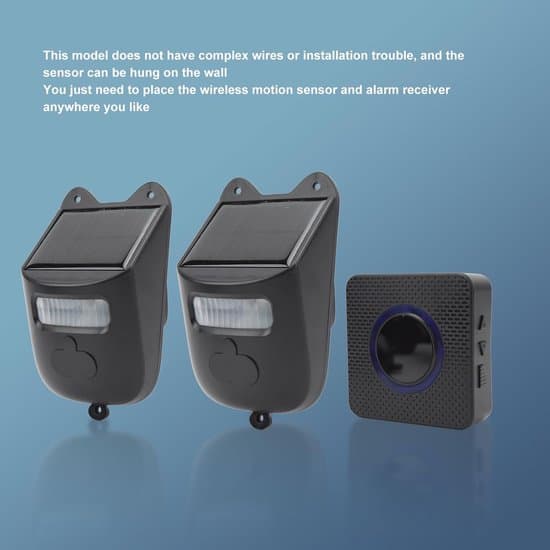 Wireless Driveway Alarm - Motion Detector Set - Extra Security - Solar Powered - 300 Meter Range - Black