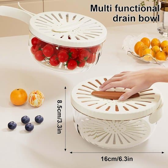 Colander - Kitchen Colander - Colander with Handle - Vegetable Strainer - Berry Strainer - Suitable for Fruits, Vegetables, and Food