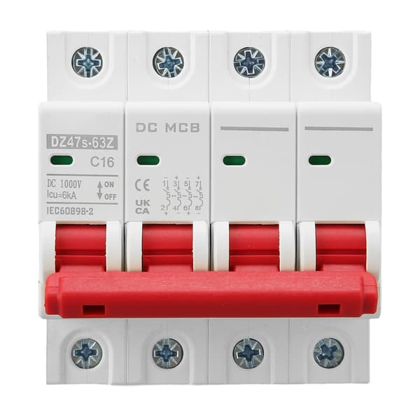 DC dvärgbrytare 4P solcellssystem 16A DIN-skenmontering 6000A segmenterad kapacitet DC1000V DZ47s 63Z C16