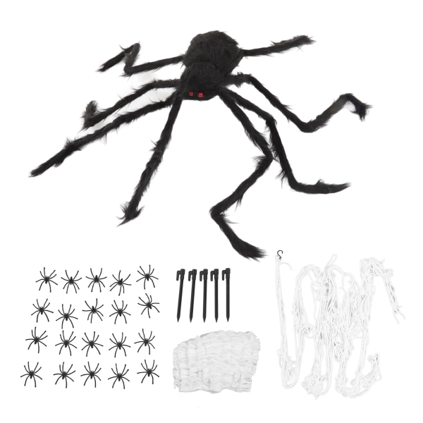 Spindelnät och spiderterror dekoration mjuk med 40 g bomull vit och svart spider spindelnät rekvisita för Halloween