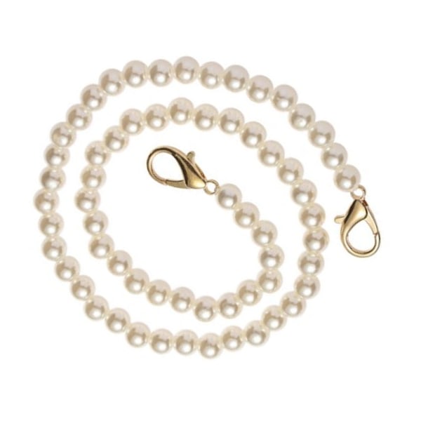 Pearl Bag Chain Slitbeständig DIY Pearl Bead Purse Chain för handväska Kedjor Tillbehör 60cm / 23.6in Vit