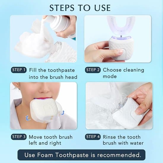 Smart toothbrush, U-shaped automatic electric toothbrush, teeth whitening/cleaning, UV and blue light.