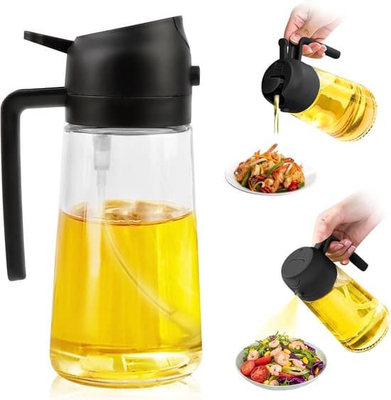 2-i-1 oljespray för airfryer 470 ml - för matlagning, stekning, grillning, sallader