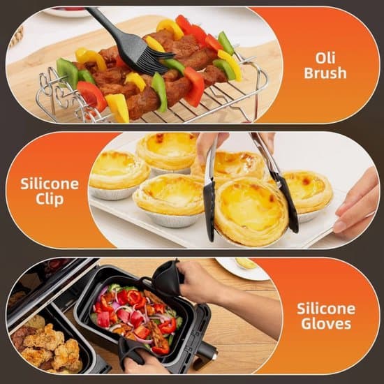 Tilbehør - 4-delt sæt - Silikoneform tilbehørssæt til Philips Dual Basket Air Fryer Series 3000 6L/3L - NA350