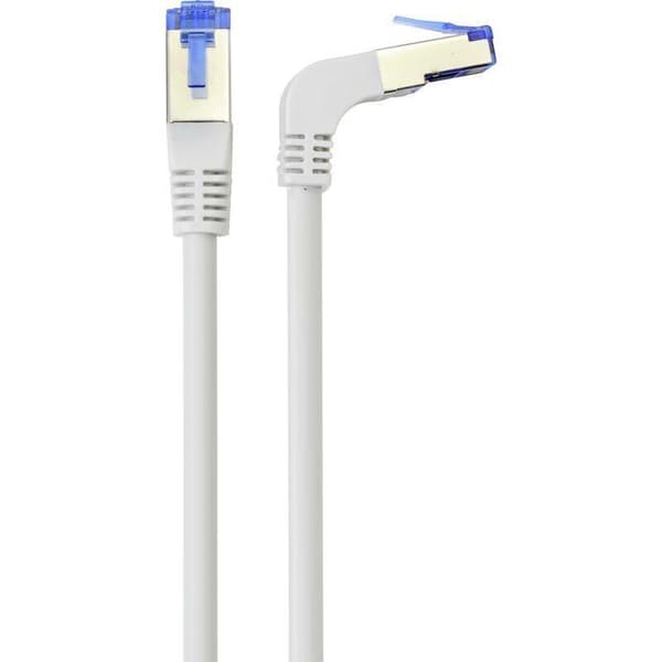 RJ45 CAT 6a S/FTP netværkskabel, grå, 90° vinklet, 0,50 m, 1 stk. – W185812