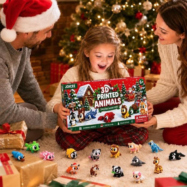 JOICEE 2026 julkalender med mini 3D-printade djurleksaker Red
