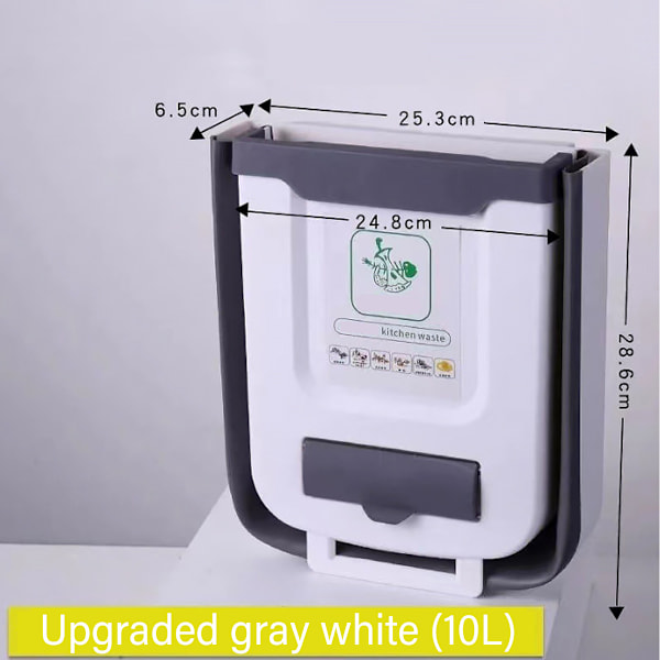 Kökssopkorg med lock, kökskompostbehållare, liten hopfällbar hängande soptunna på bänkskivan, 2,4 gallons soptunnor för kök/under