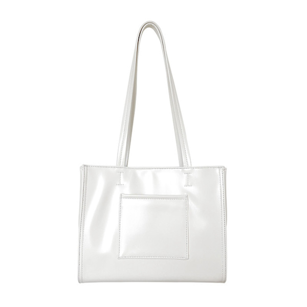 Kvinders Tote PU Læder Stor Kapacitet Fashionabel Alsidig Dame Håndtaske til Pendling Forretningsrejse Hvid One Size