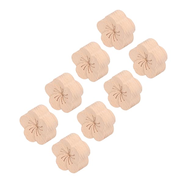 8-pack Natural Beech Wood Car Diffuser, Plum Blossom Shape, Compact Essential Oil Vent Clip for Vehicles