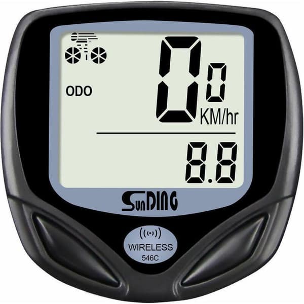 Trådløs cykelcomputer, vandtæt cykelcomputer med baggrundsbelyst LCD-display, speedometer, kilometertæller og stopur -