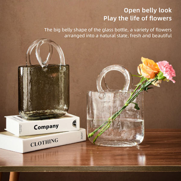 Glasvas Transparent Handkorg Vardagsrum Blomsterarrangemang Kreativ Väska Akvarium