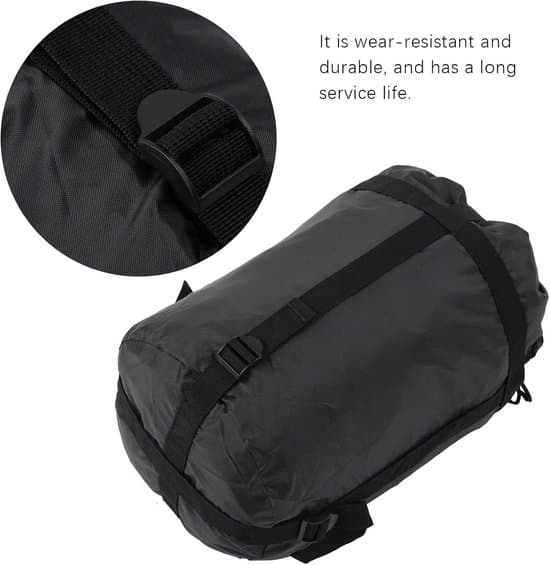 Sleeping Bag Storage Bag - Compression Stuff Sack - Travel Camping - Double Buckle Design - 2 Pack (8 Liter) - Black