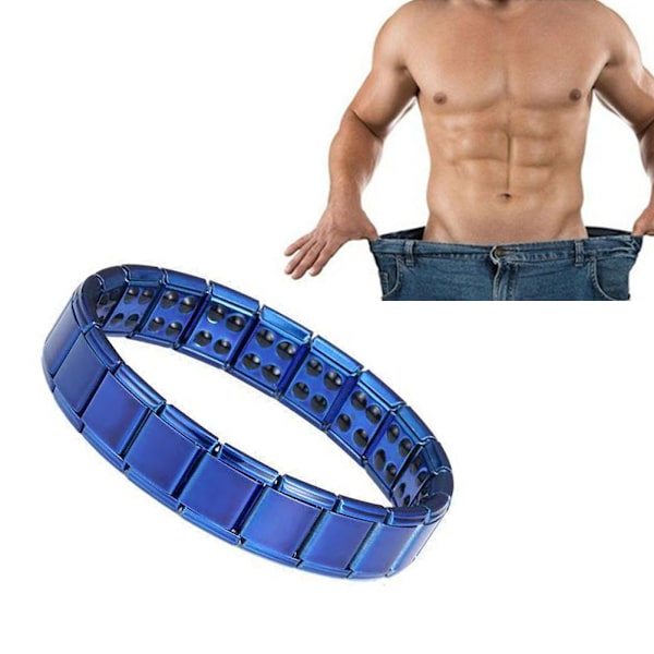 Magnetiska armband för män i titanstål, kroppsslankande armband, dubbla rader med starka magneter, armband för hälsovård