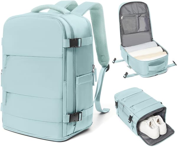 Backpack Suitcase - Large Unisex Backpack - Waterproof - Outdoor Leisure Daily Use Backpack - 14-inch Laptop Bag - Light Blue