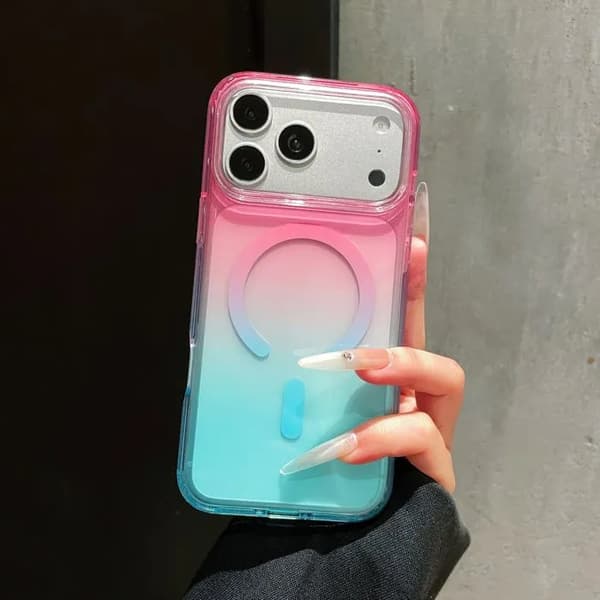 Gradient magnetiskt skyddsfodral för iPhone 17 Pro Max - Tvåfärgad gradient - Rosa och blå