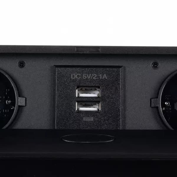Built-in Power Strip with USB / Desk Socket - Double