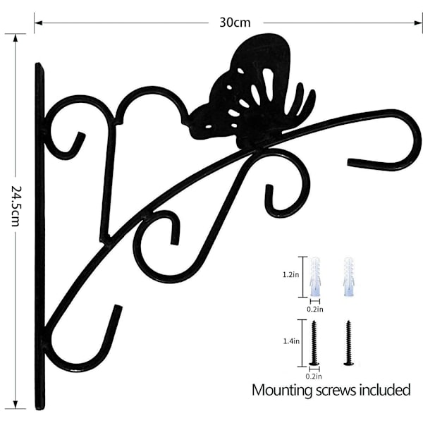 Metall Hengekrog for Planter, Utendørs Veggbrakett for Planter, Blomsterpotter, Fuglematere, Vindklokker, Lanterner