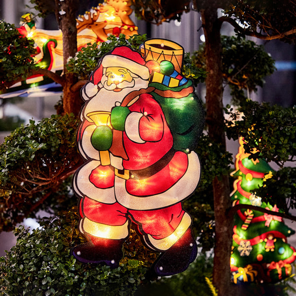 Jultomte LED-lampa med sugkopp, hängande dekoration, julgransbelysning, hängande dekoration för juldekoration